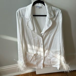 Like new Nadine Merabi Darcie white pajamas size large with box. Retail $250